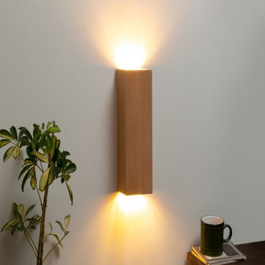 Rustic Wood Wall Sconce Lamp-Industrial LED Light with Solid Wood Design