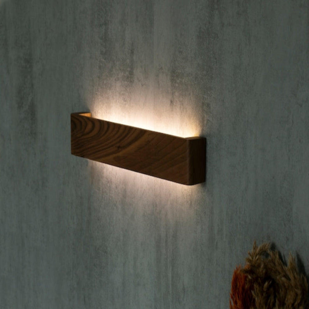 Walnut Wood Linear Wall Lamp-Minimalist Dimmable LED Sconce