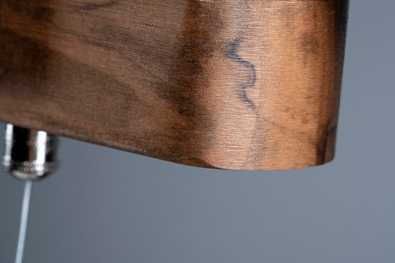 Walnut Wood LED Pendant Light–Modern Linear Ceiling Lamp for Kitchen Island