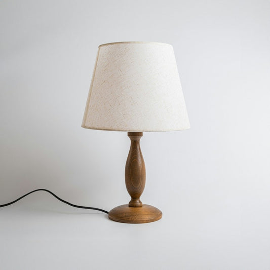 Walnut Wood Nightstand Table Lamp–Minimalist Vintage Rustic Light