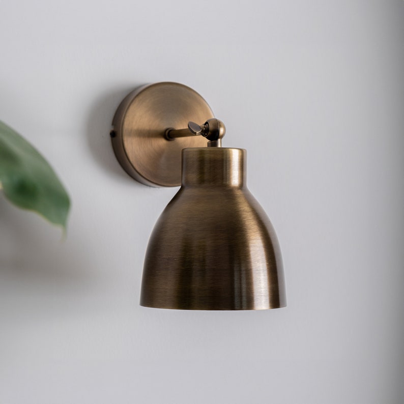 Adjustable Brass Wall Sconce-Vintage Farmhouse Bedside Light