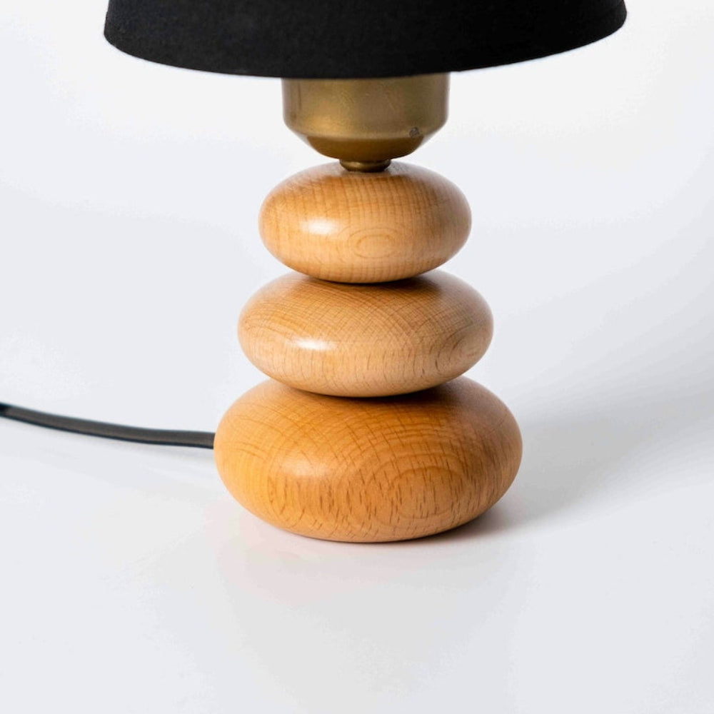 Vintage Wooden Bedside Table Lamp–Retro Linen Shade Nightstand Light