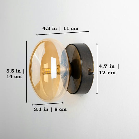 Amber Glass Wall Sconce Lamp-Vintage Plug-In Farmhouse Lamp