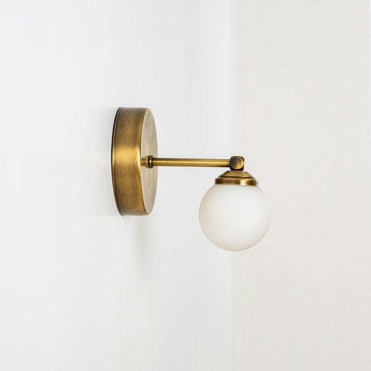 Brass Glass Globe Vanity Wall Sconce-Vintage Minimalist Mirror Light