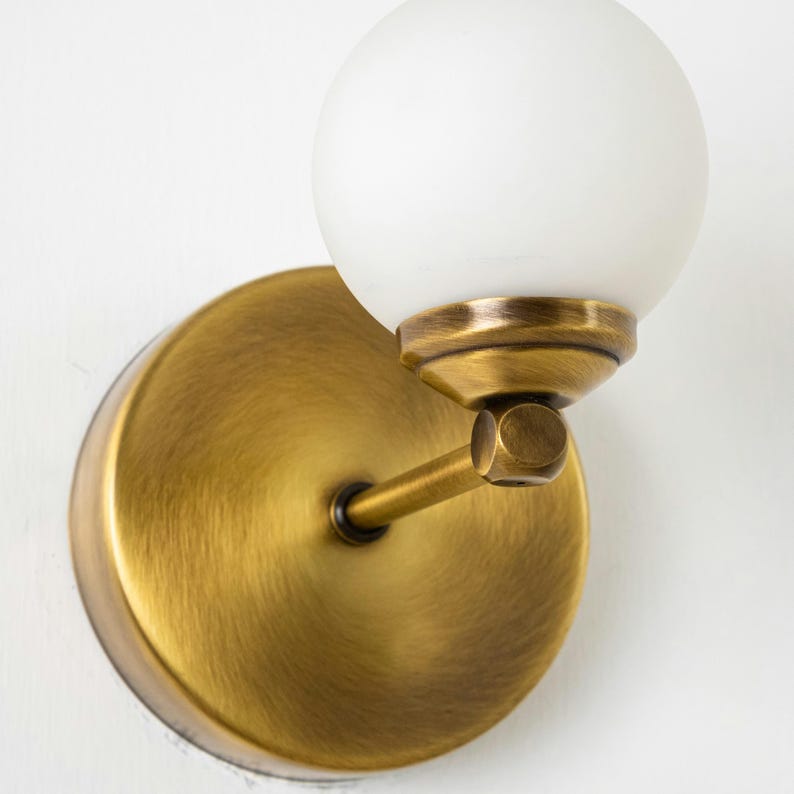 Brass Glass Globe Vanity Wall Sconce-Vintage Minimalist Mirror Light