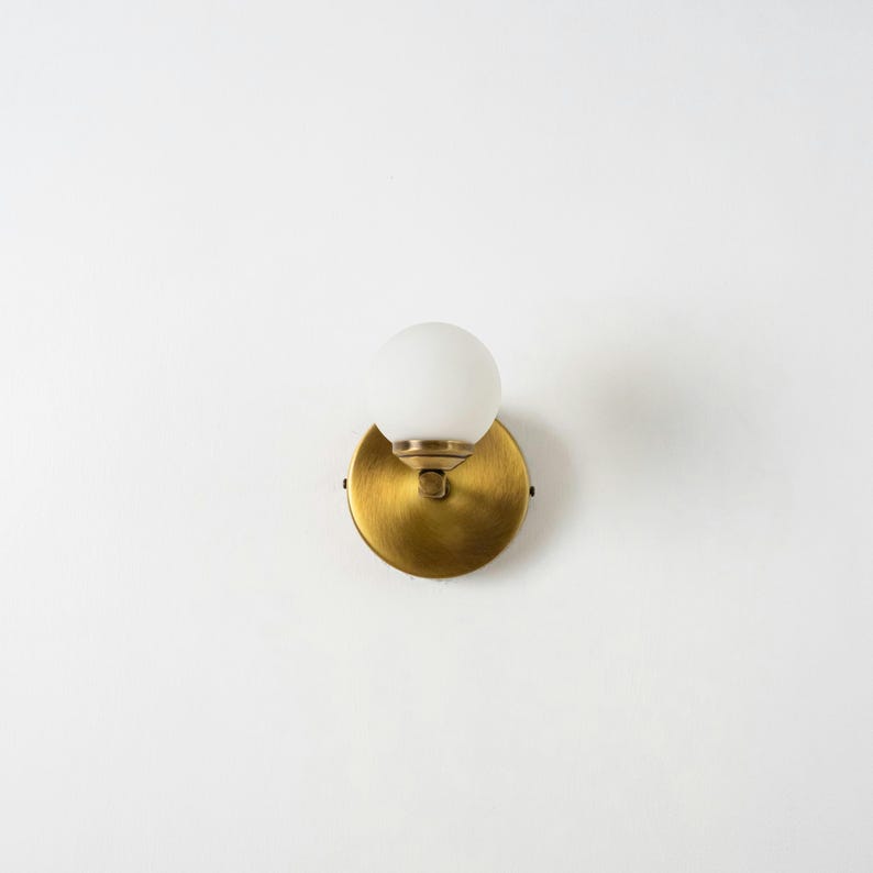 Brass Glass Globe Vanity Wall Sconce-Vintage Minimalist Mirror Light