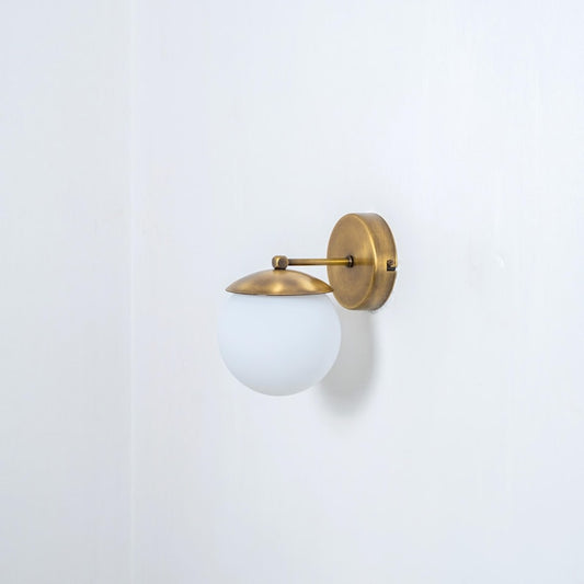 Frosted Glass Wall Sconce -Vintage Brass Vanity & Bedside Light