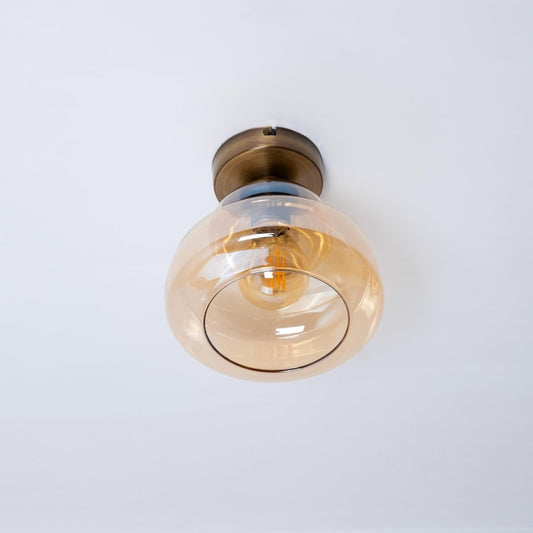 Vintage Wavy Glass Ceiling Lamp-Retro Flush Mount Pendant Fixture