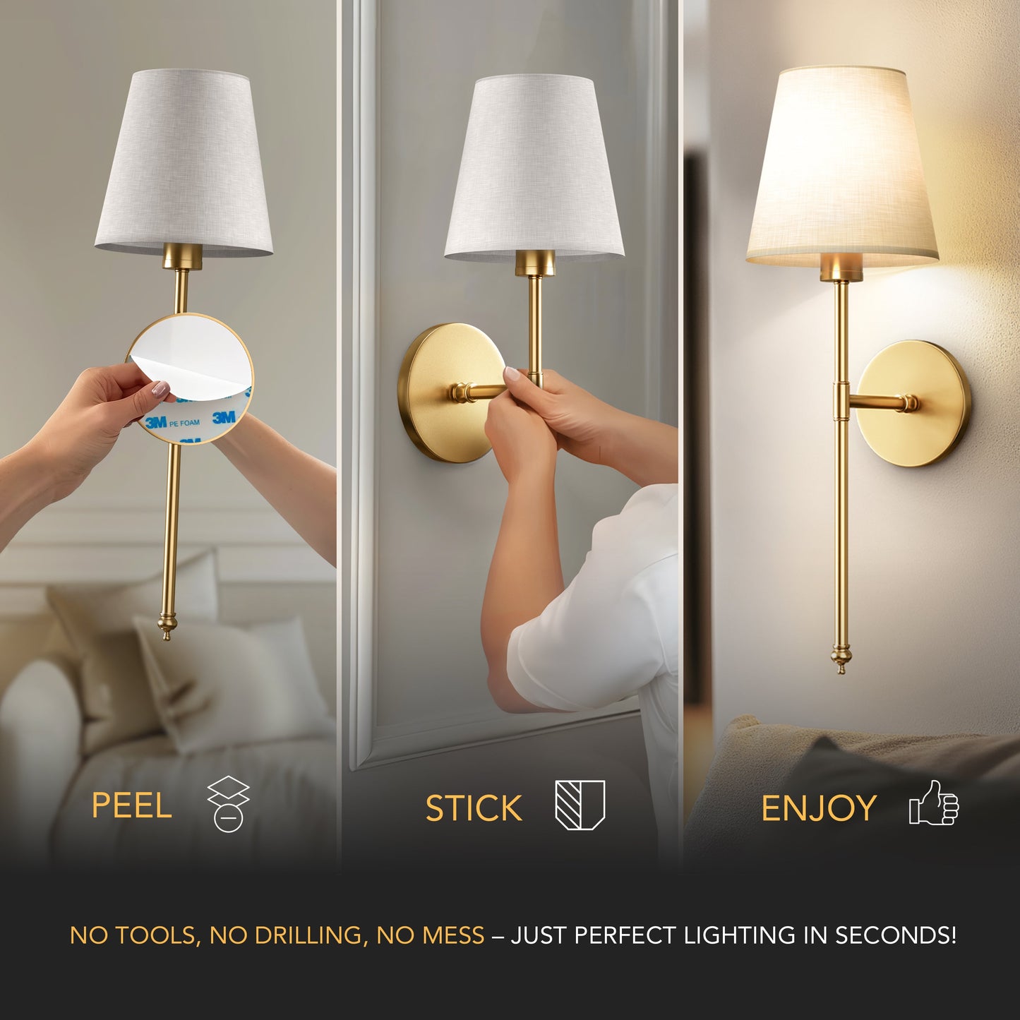DNC WIRELESS WALL SCONCES (SET OF 2 )