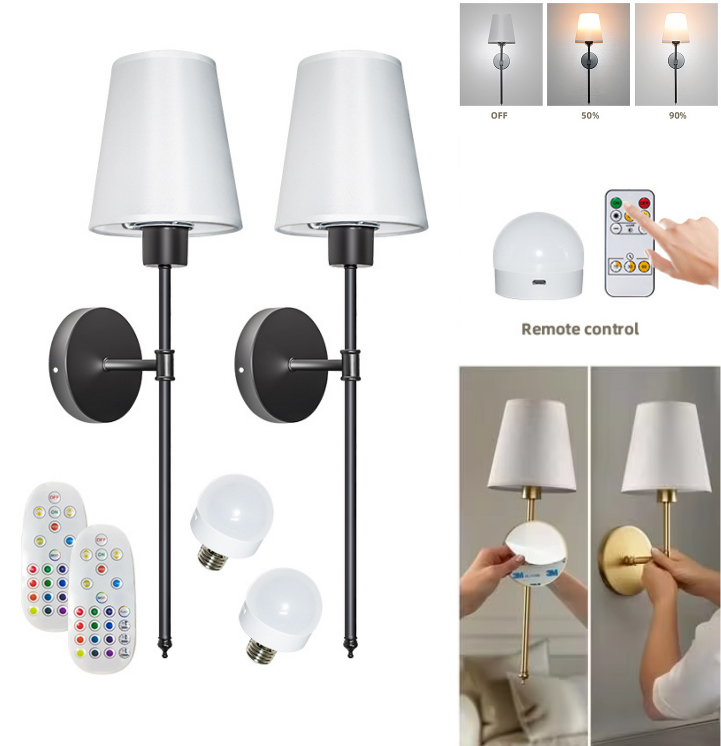 DNC WIRELESS WALL SCONCES (SET OF 2 )