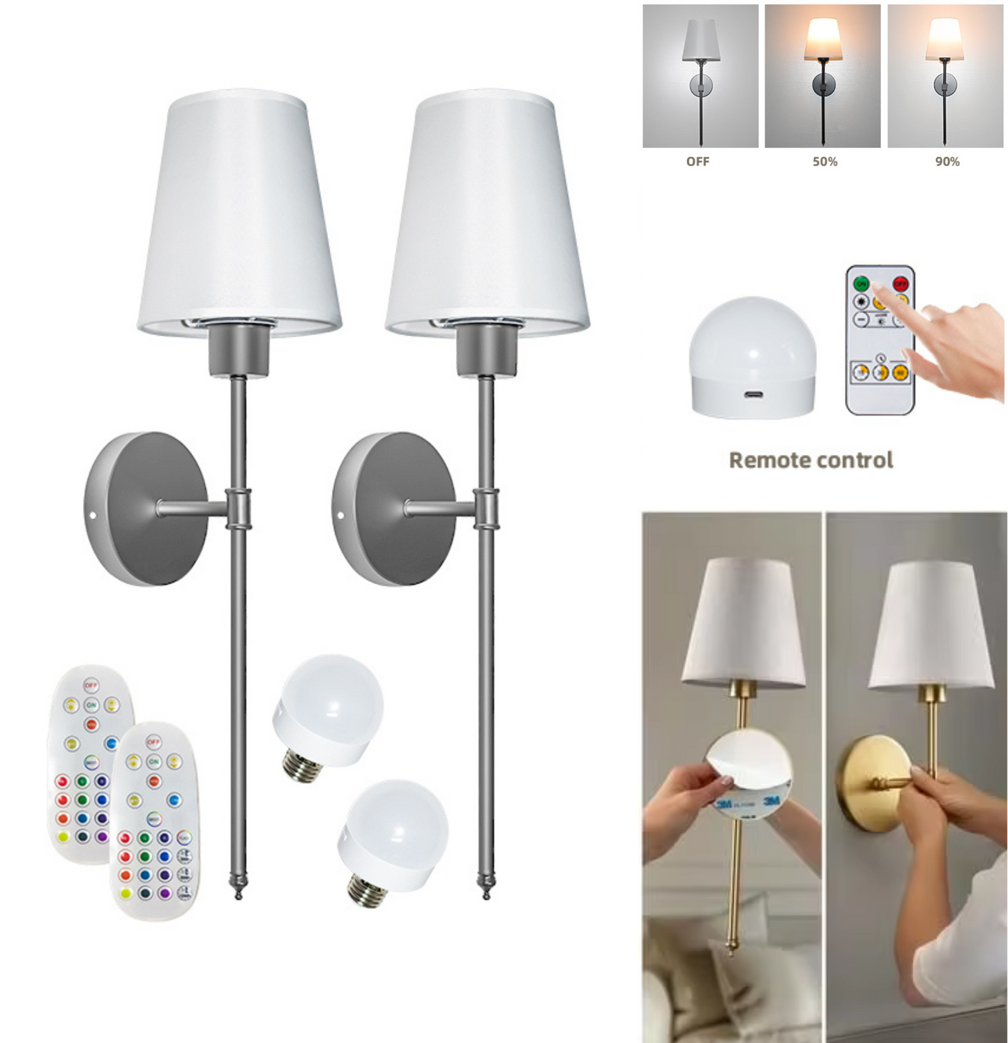 DNC WIRELESS WALL SCONCES (SET OF 2 )