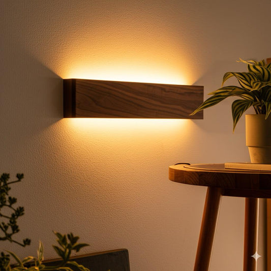Walnut Wood Linear Wall Lamp-Minimalist Dimmable LED Sconce