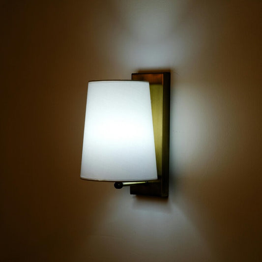 Brass Wall Sconce with Linen Shade