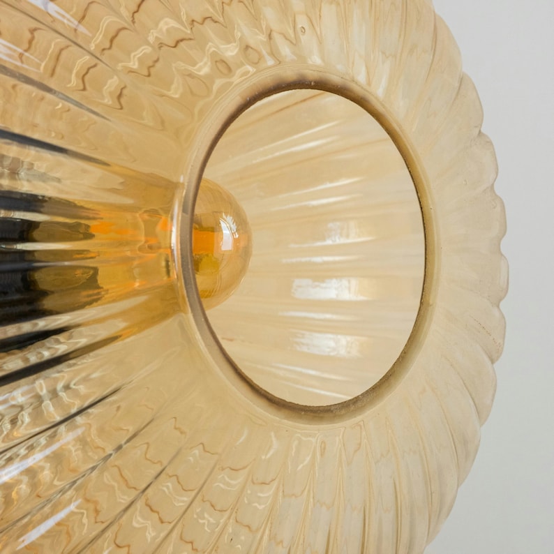 Amber Glass Flush Mount Ceiling Light - Modern Industrial Retro Lamp