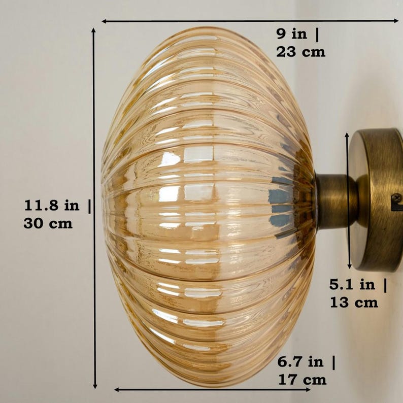 Amber Glass Flush Mount Ceiling Light - Modern Industrial Retro Lamp