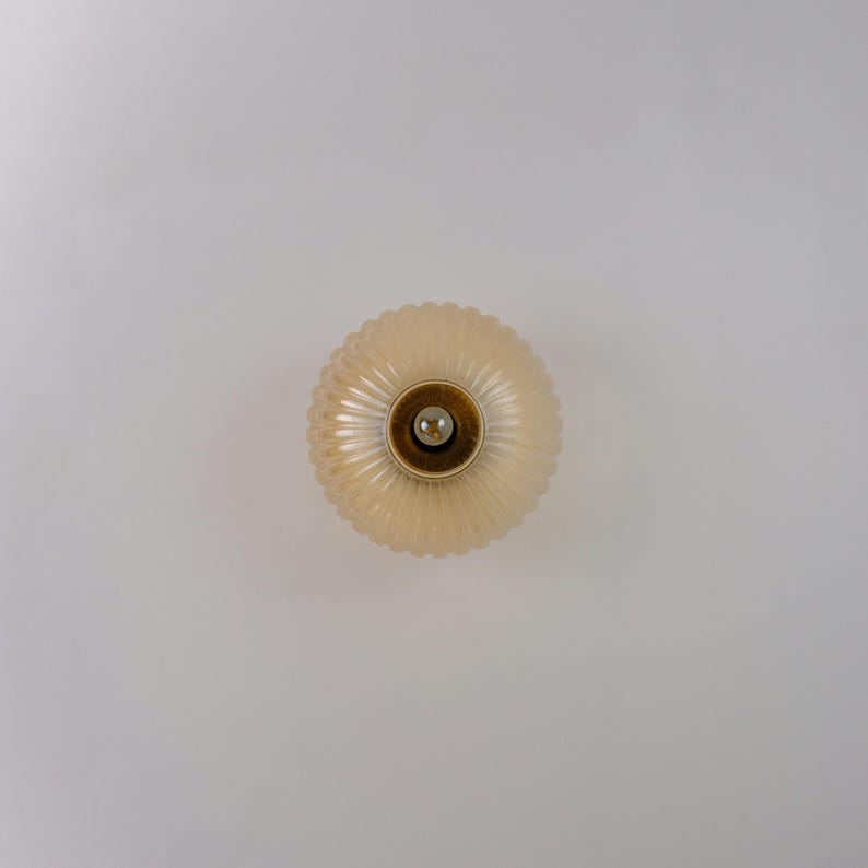 Amber Glass Flush Mount Ceiling Light - Modern Industrial Retro Lamp