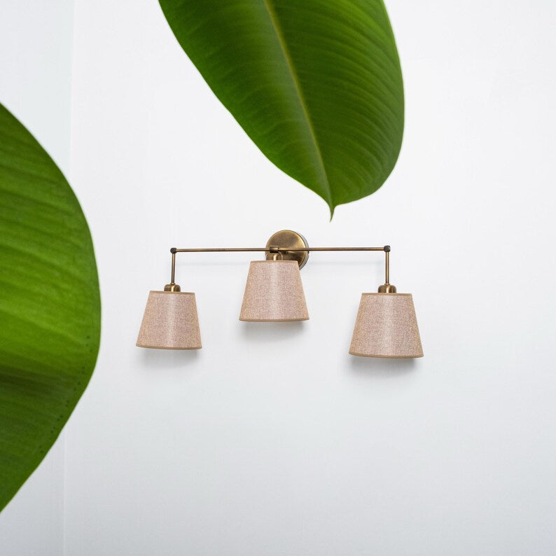Château Brass Wall Sconce - Natural Linen Shades