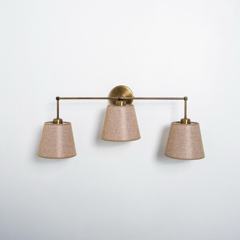 Château Brass Wall Sconce - Natural Linen Shades