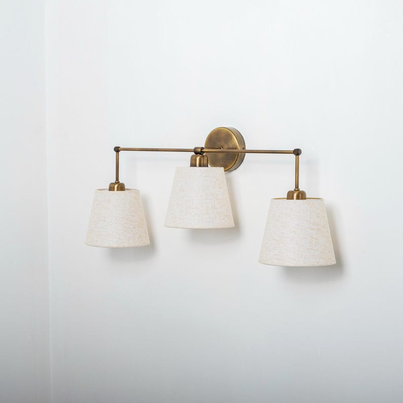 Château Brass Wall Sconce - Natural Linen Shades