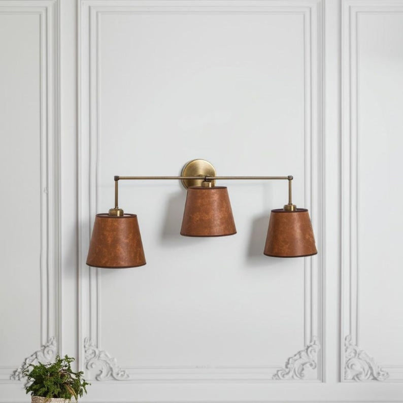 Château Brass Wall Sconce - Natural Linen Shades