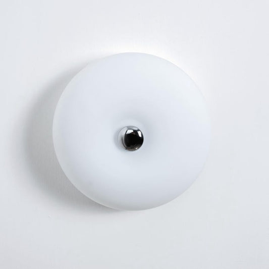 White Glass Flush Mount Ceiling Light – Vintage Bathroom & Hallway Lamp