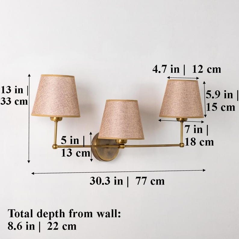 Aurora Luxe 3-Light Wall Sconce – Pure Linen Shades