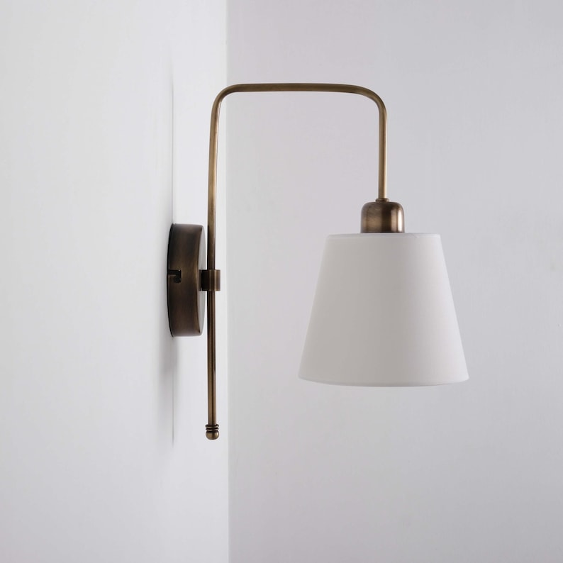 Vintage Wall Lamp with Linen Shade