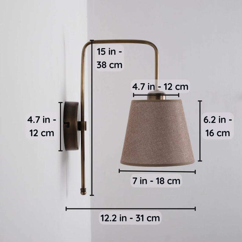 Vintage Wall Lamp with Linen Shade