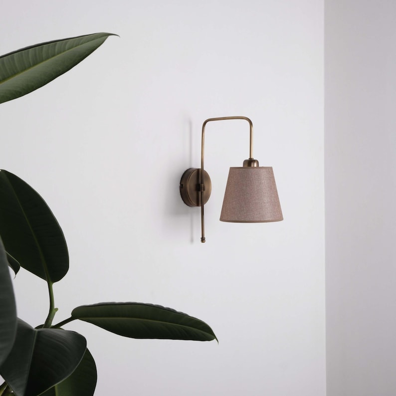 Vintage Wall Lamp with Linen Shade