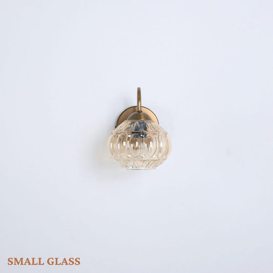 Unique Retro Glass Shade Wall Lamp, Small Amber Glass Sconce