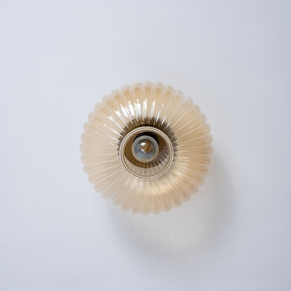 Amber Glass Flush Mount Ceiling Light - Modern Industrial Retro Lamp