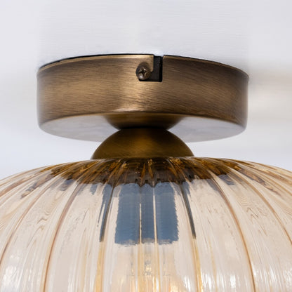 Amber Glass Flush Mount Ceiling Light - Modern Industrial Retro Lamp
