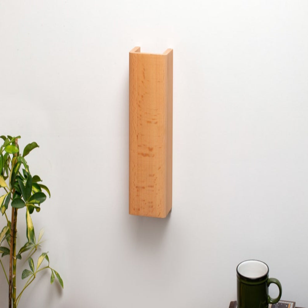 Rustic Wood Wall Sconce Lamp-Industrial LED Light with Solid Wood Design