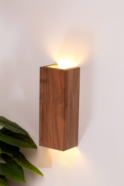Rustic Wood Wall Sconce Lamp-Industrial LED Light with Solid Wood Design