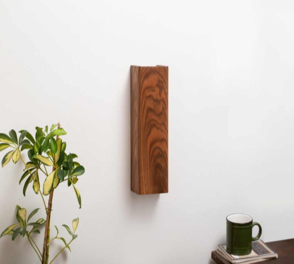 Rustic Wood Wall Sconce Lamp-Industrial LED Light with Solid Wood Design