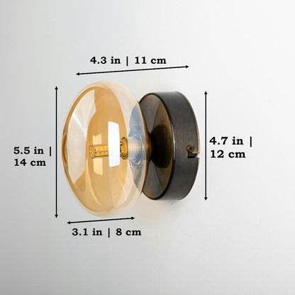 Amber Glass Wall Sconce Lamp-Vintage Plug-In Farmhouse Lamp