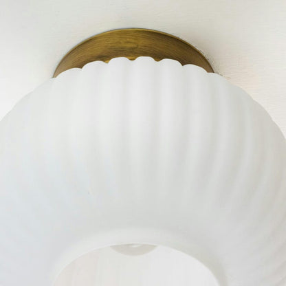 Vintage Ribbed Glass Ceiling Lamp-Semi-Flush Mount Vanity Fixture
