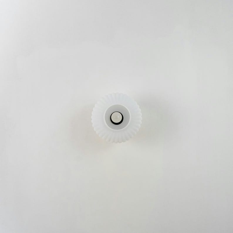 Vintage Ribbed Glass Ceiling Lamp-Semi-Flush Mount Vanity Fixture