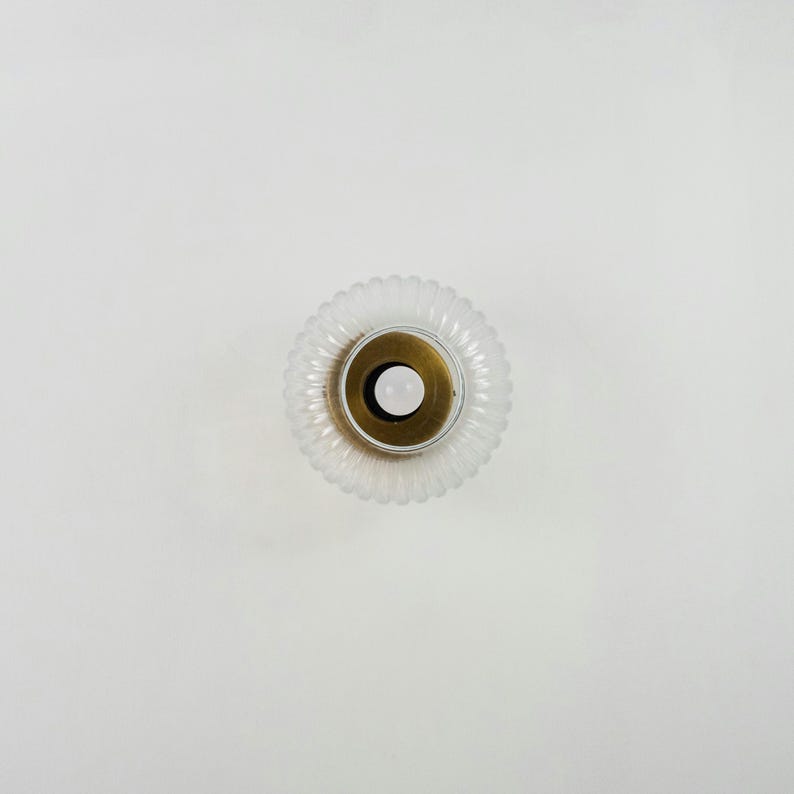Vintage Ribbed Glass Ceiling Lamp-Semi-Flush Mount Vanity Fixture