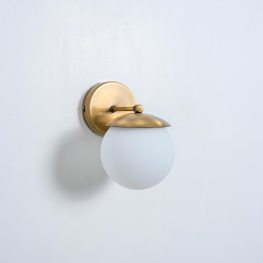 Frosted Glass Wall Sconce -Vintage Brass Vanity & Bedside Light