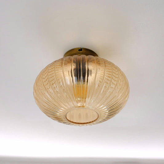 Amber Glass Flush Mount Ceiling Light - Modern Industrial Retro Lamp