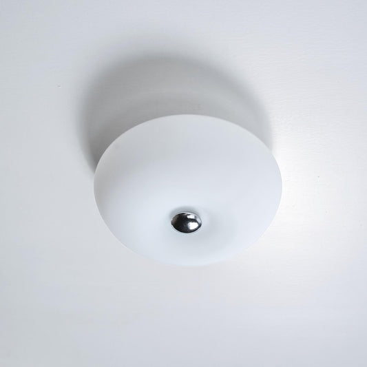 White Glass Flush Mount Ceiling Light – Vintage Bathroom & Hallway Lamp