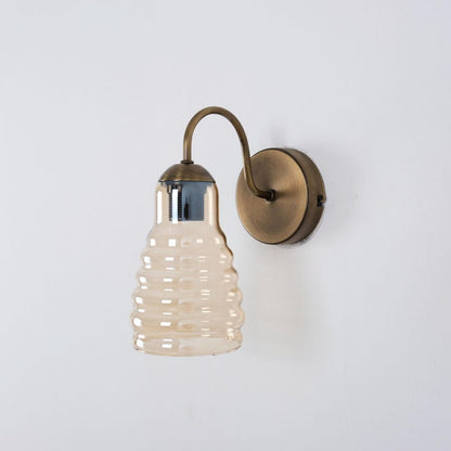 Small Curved Arm Wall Lamp with Unique Glass Shade
