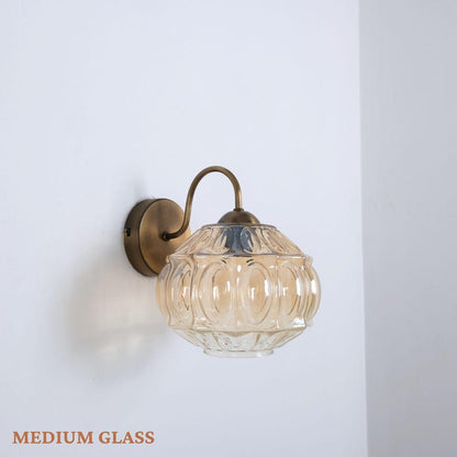 Unique Retro Glass Shade Wall Lamp, Small Amber Glass Sconce