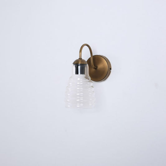 Small Curved Arm Wall Lamp with Unique Glass Shade