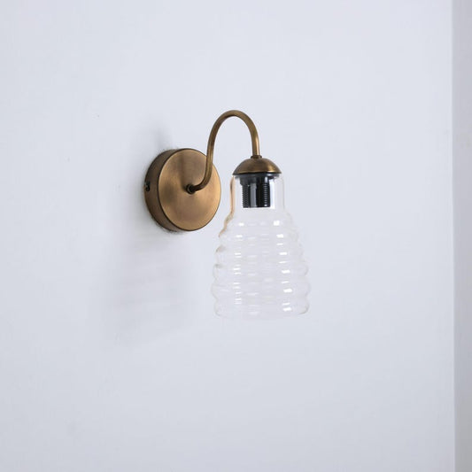 Small Curved Arm Wall Lamp with Unique Glass Shade