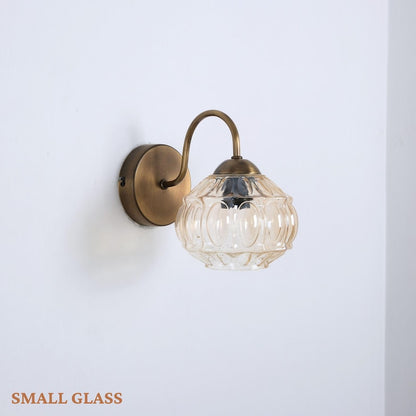 Unique Retro Glass Shade Wall Lamp, Small Amber Glass Sconce