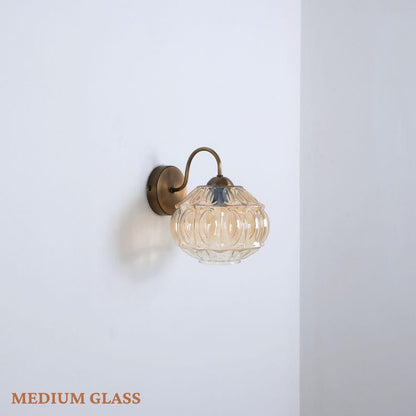 Unique Retro Glass Shade Wall Lamp, Small Amber Glass Sconce