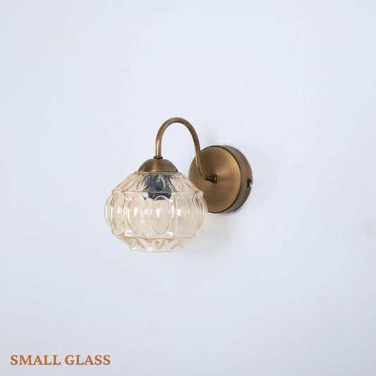 Unique Retro Glass Shade Wall Lamp, Small Amber Glass Sconce